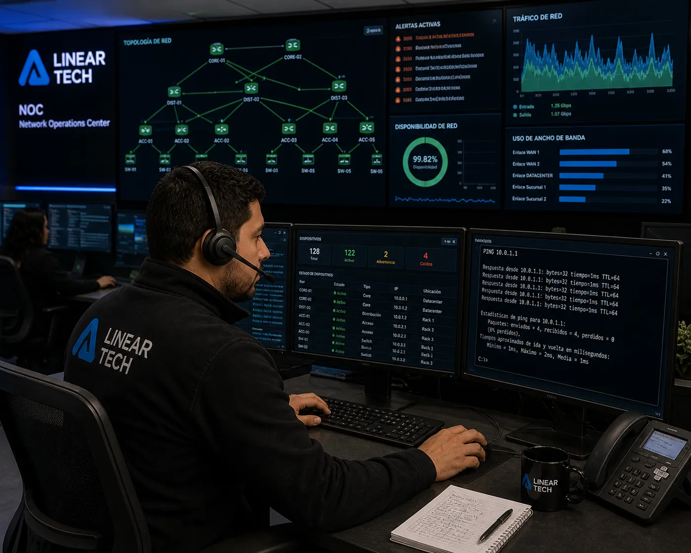 Monitoreo y mantenimiento de redes en NOC
