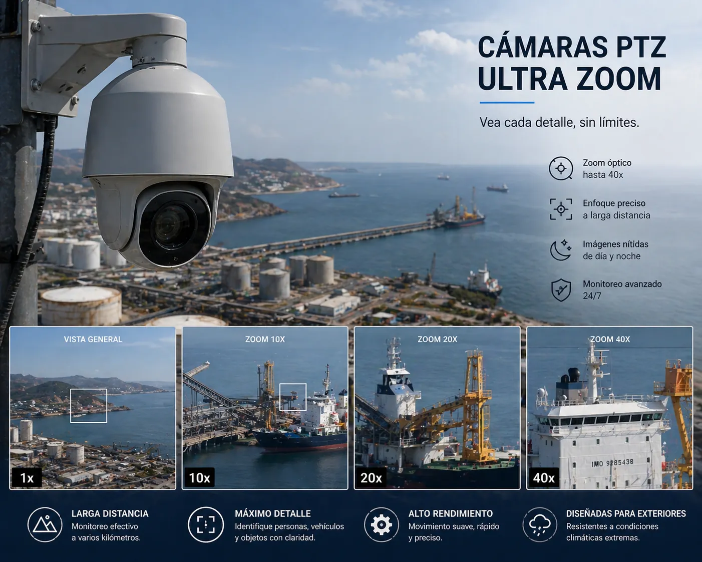 Cámara de ultra zoom para vigilancia de larga distancia