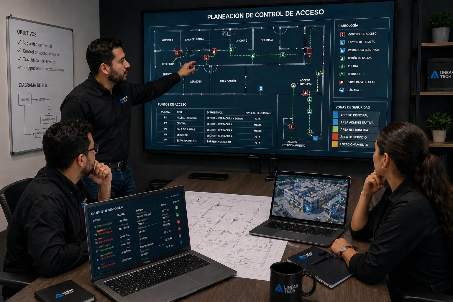 Plano técnico para instalación de control de acceso