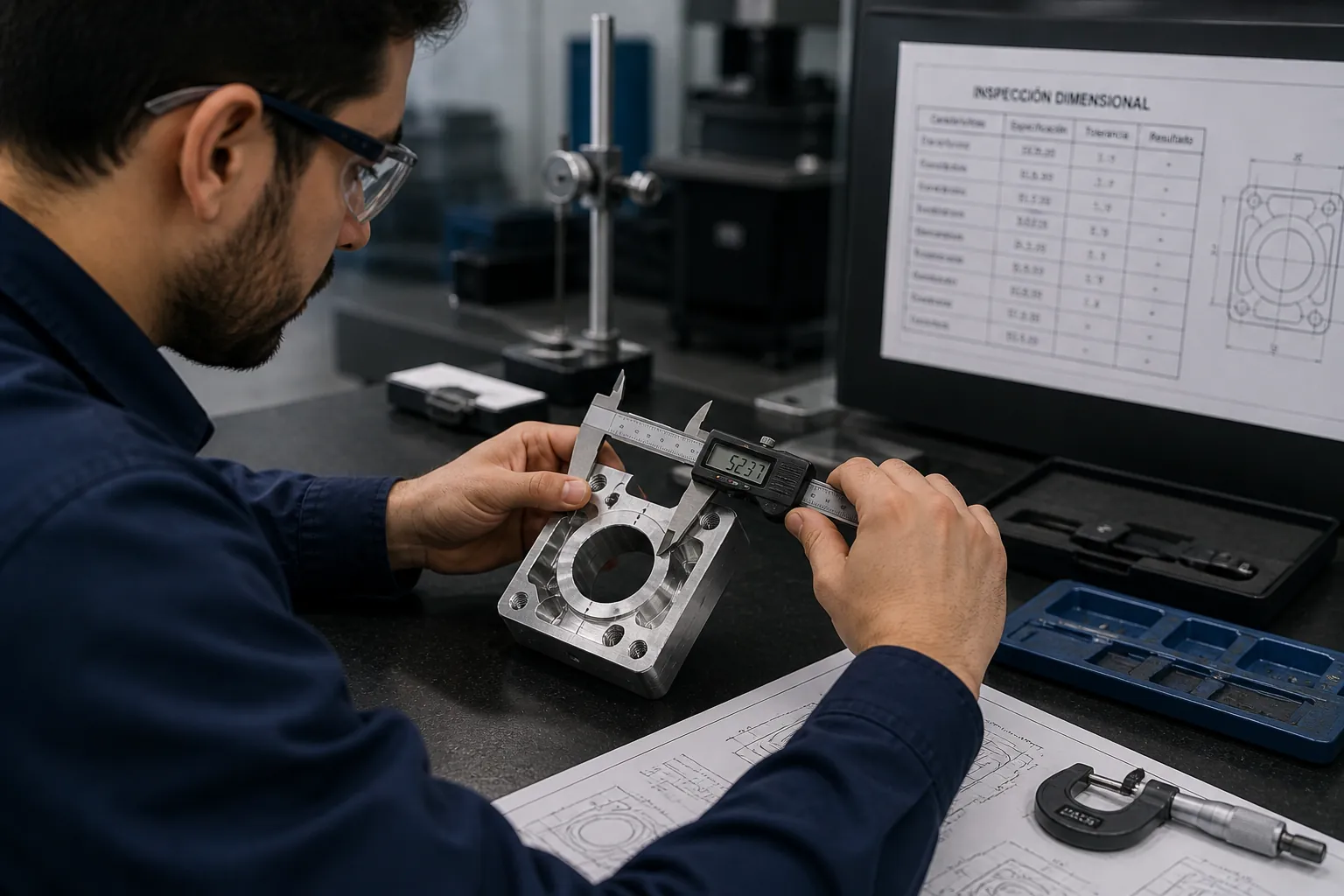 Inspección con control de calidad para piezas CNC